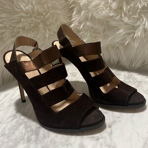Brown Suede Nine West Heels with Straps!